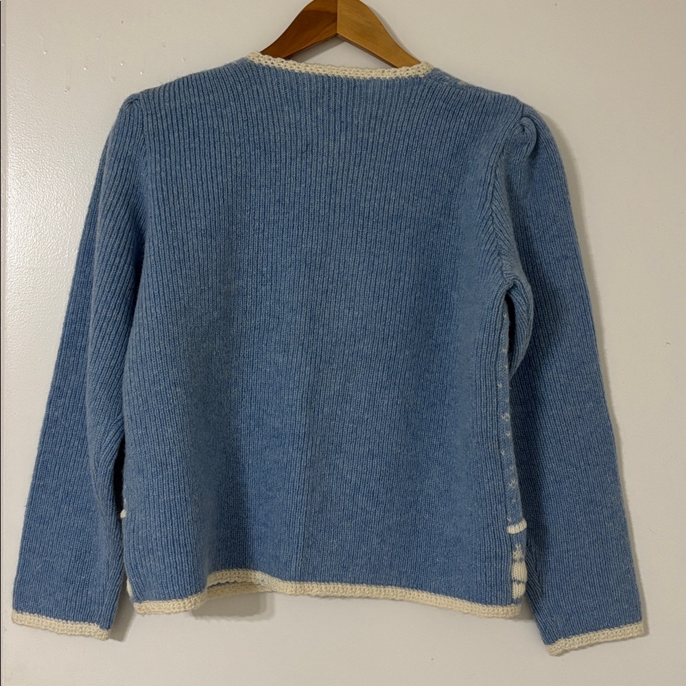 NWT Winter Wool Blue Embroidered Cardigan - Picture 2 of 3